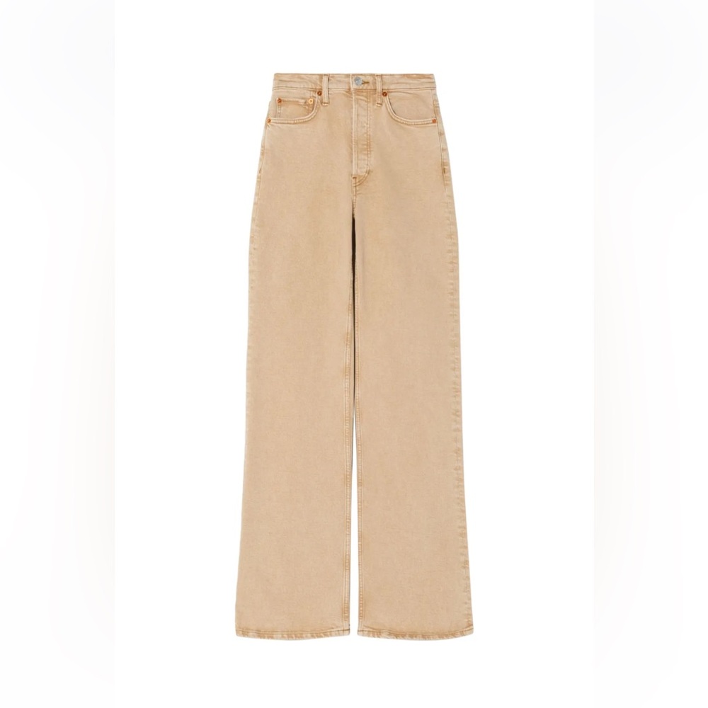 RE/DONE 70’s HIGH WAISTED WIDE LEG JEANS IN KHAKI SIZE 30 - Picture 5 of 11